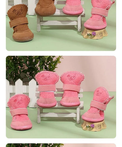 New Pet Snow Boots Cat Dog Plush Cotton Boots Soft Comfortable Washable Spring Winter Small Dog Warm Shoes Pets Products