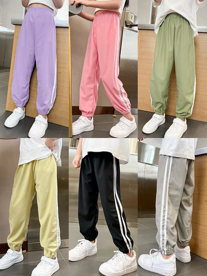 1/3 Pieces Children's Summer Solid Color Basic Sports Pants Boys Casual Joker Elastic Waist Girl Sweet and Lovely Mosquito Pants