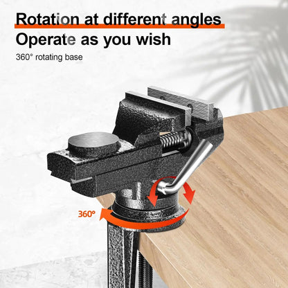 Professional Table Vise , 360° Rotation Work Clamp-On Vise, Versatile Use, Heavy Duty Construction for Woodworking, Metalworking