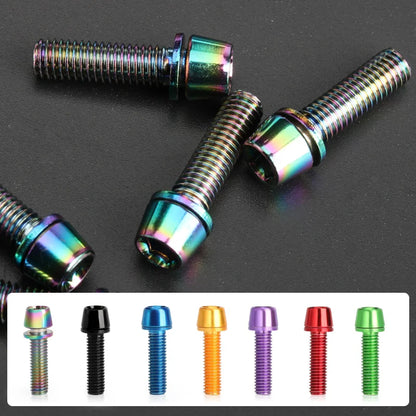 6pcs/set Bicycle Handlebar Screws Titanium-plated Colorful Steel M5*18MM MTB Bike Handle Bar Stem Riser Screw In Bolts