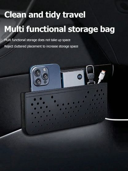 Car Storage Bag Car Put Cell Phone Bag Stick-on Multifunctional Mesh Pocket Storage Hanging Bag Car Storage Box Car Accessories