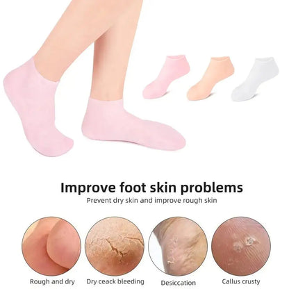 2 Pack Moisturizing Silicone Gel Socks for Dry Cracked Feet Nourishing Skin Lubricating Foot Care Massage Socks