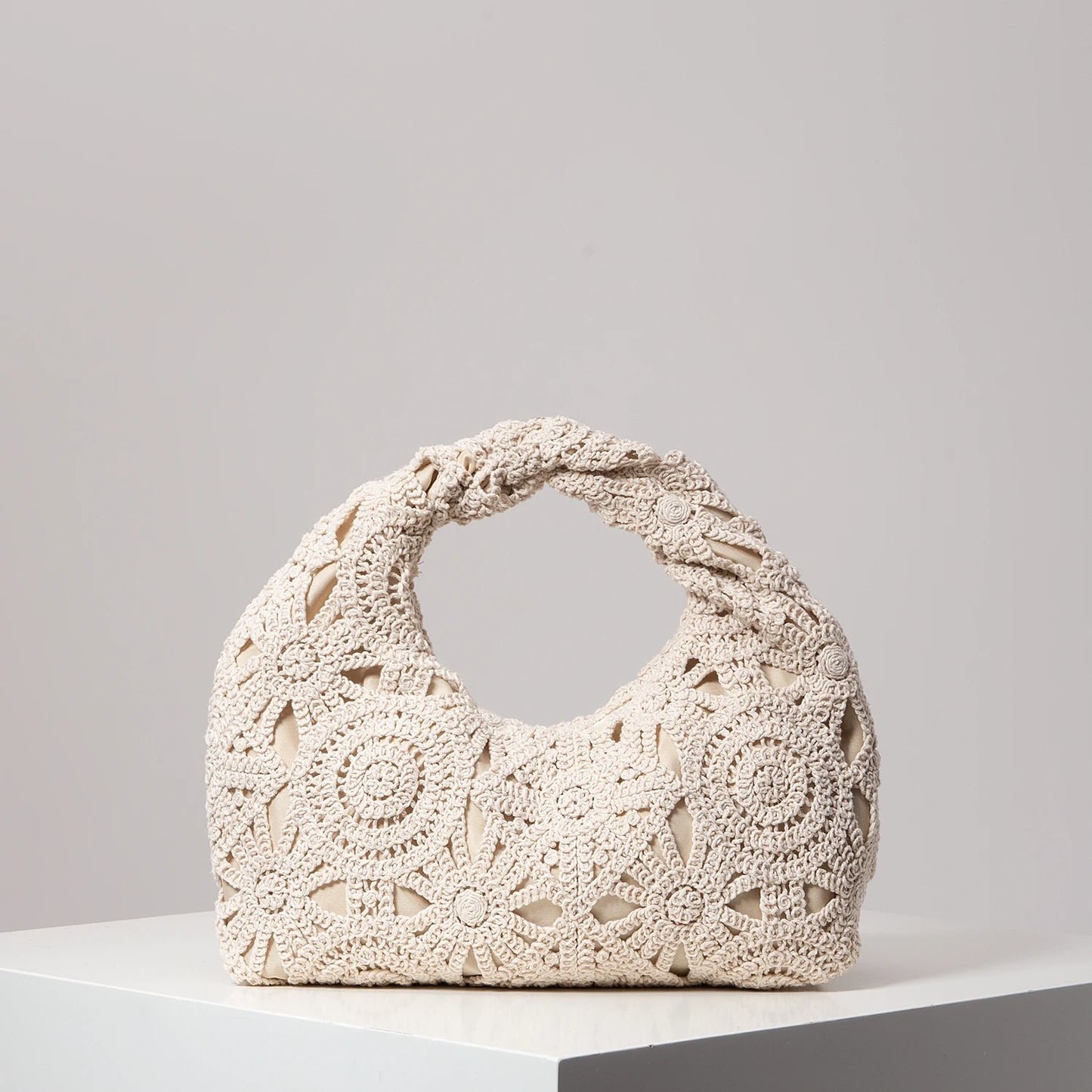 Pattern Hollow Woven Handbag，Bohemia Beach Bags for Women，Crochet Set，Beach Accessories Women，Travel Must Haves（Random Pattern）