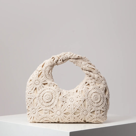 Pattern Hollow Woven Handbag，Bohemia Beach Bags for Women，Crochet Set，Beach Accessories Women，Travel Must Haves（Random Pattern）