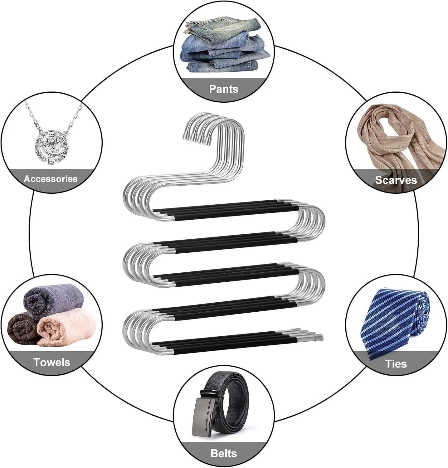 Stainless Steel Multi-layer Pants Rack S-shaped Magic Pants Hanging Anti Slip And Space Saving Sardrobe Storage Rack