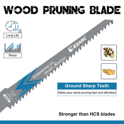 EZARC Reciprocating Saw Blades for Wood Pruning, 150mm 6TPI /225mm 5TPI CRV Ground Sharp Teeth Saw Blades Cutting Tools 6'' 9''