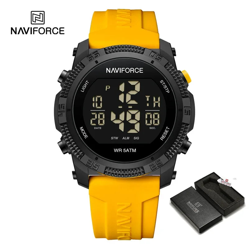 NAVIFORCE NF7104  Men's LCD Digital Casual Date and Week Alarm Waterproof Silicone Strap Electronic Watch