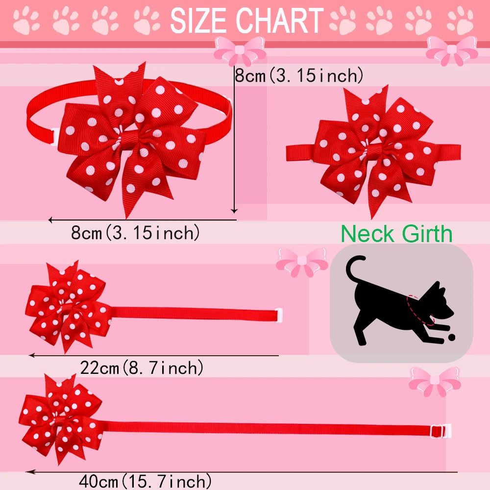 50pcs  Dog Bowtie Dot Solid Bow Tie Collar For Small Dogs  For Dog DIY Bowties Necktie Pet Grooming Accessories For Small Dogs