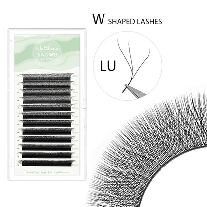 NATUHANA 3D 4D 5D W-Shape Eyelash Extension C D L LU(M) Curl Colorful Lashes High Quality Clover W Brown Shape Eyelash