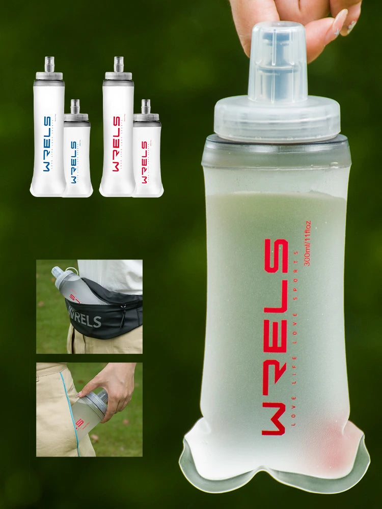WRELS Sports Water Bottles BPA-Free Collapsible Soft Flask Running Camping Hiking Hydro Flask Soft Water Bottle for Hydration