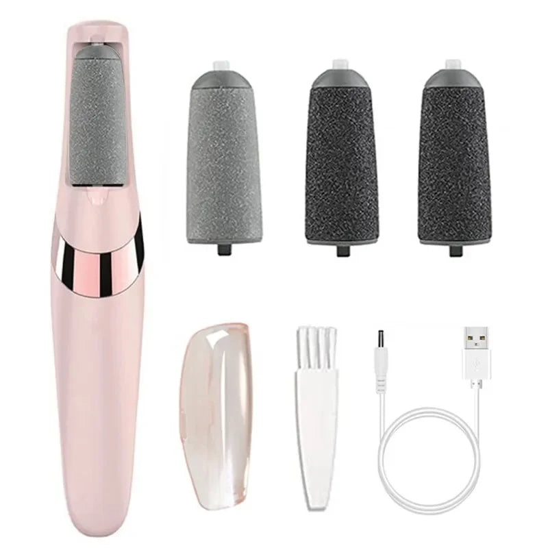 NEW in USB Electric Dead Skin Pedicure Automatic Foot Grinder Rechargeable Roller Feet Pedicure Tool with Removable Roller Heads