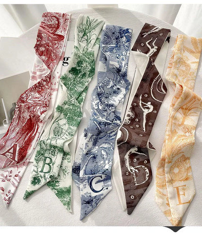 26 Letters Tarot Constellation Bag Scarf Twill Silk Scarves Women New Neckerchief Hair Headbands
