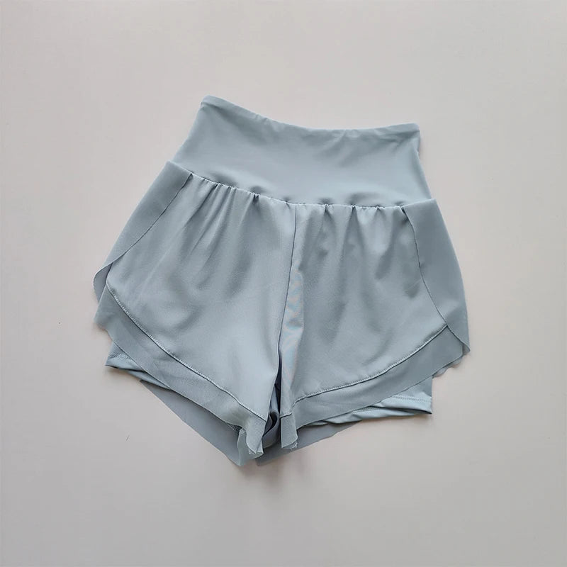 Summer Women's Sports Shorts Mesh 2 In 1 Quick-dry Yoga Shorts Breathable Fitness Shorts High Waist Fitness Running Shorts