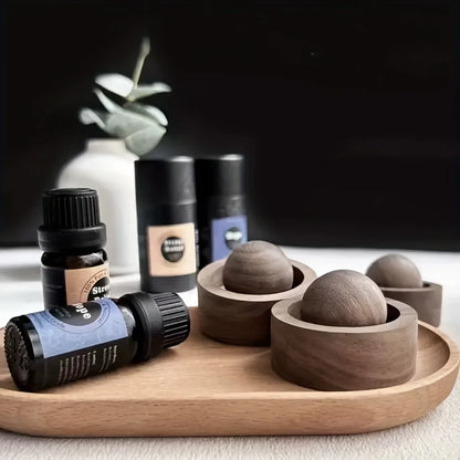 Wood Car Essential Oil Diffuser Wooden Aromatherapy Round Essential Oils Diffuser Set for Home Office Bedroom Car