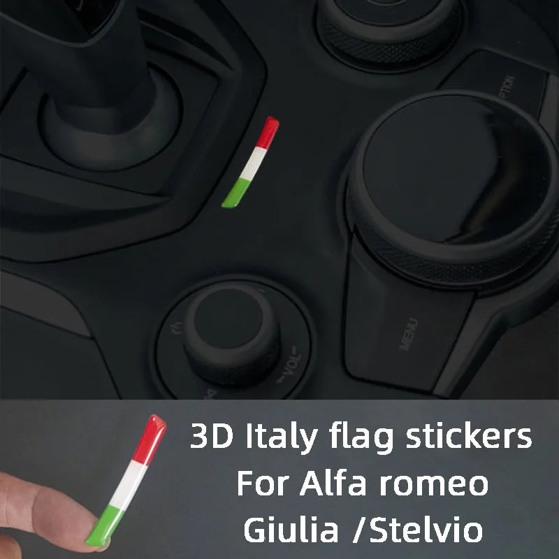 Gear Shift Panel 3D Italy National Flag Decoration Car Stickers For Alfa Romeo Giulia Stelvio Interior Accessories Trim