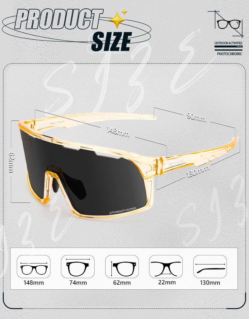 SCVCN Photochromic Cycling Glasses Hiking Drive Bicycle Sports Sunglasses Outdoor Running Sunglasses Men MTB Road Bike Glasses