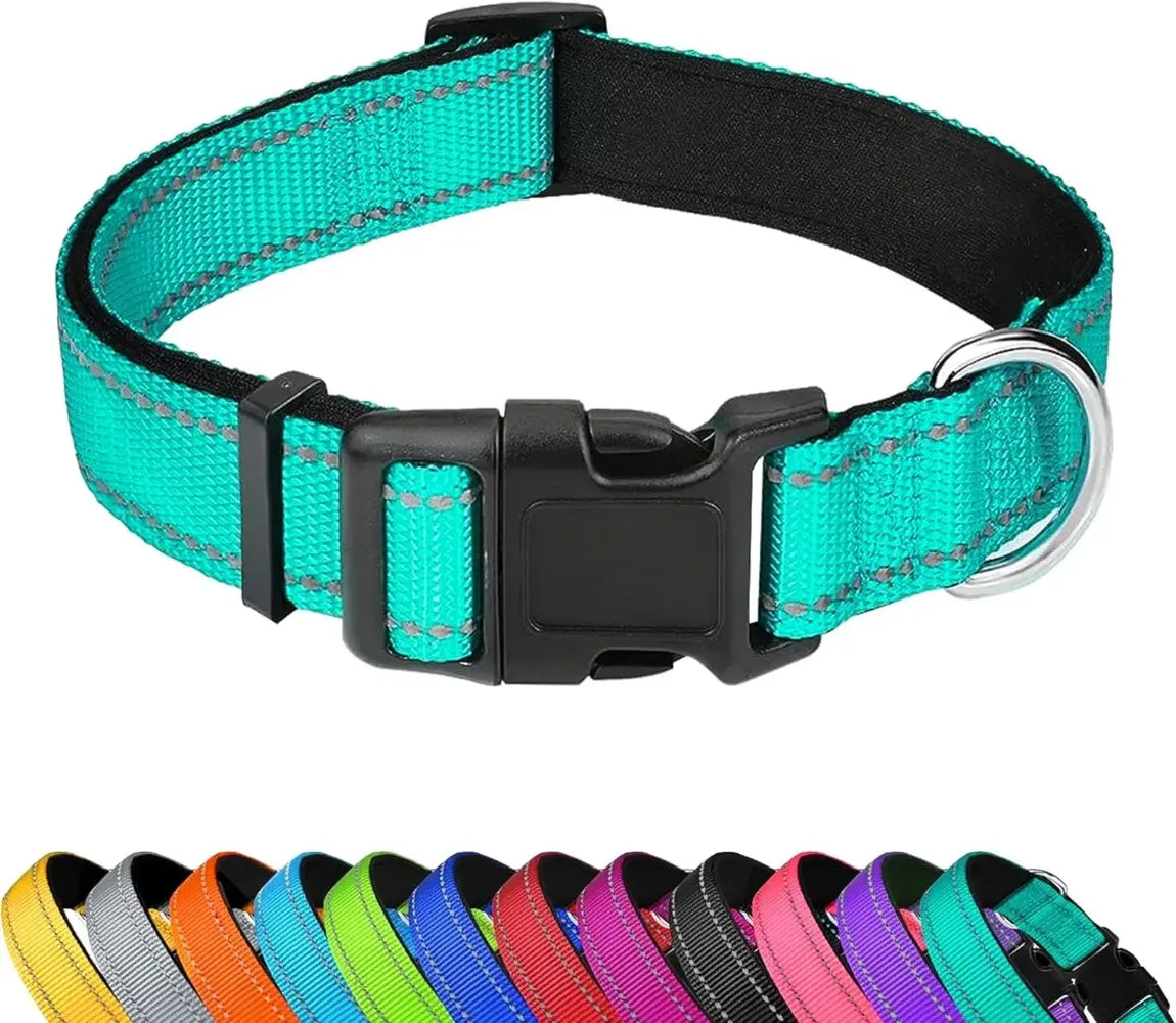 Dog Collar Adjustable Soft Neoprene Padded Nylon Pet Collars with Buckle for Medium Dogs Puppy Walking Necklace Harness Necklace