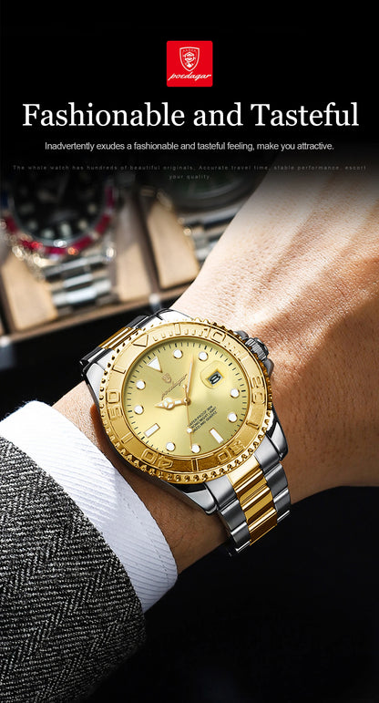 POEDAGAR Original Luxury Man Wristwatch Waterproof Luminous Date Men Watch Stainless Steel Fashion Business Men's Quartz Watches