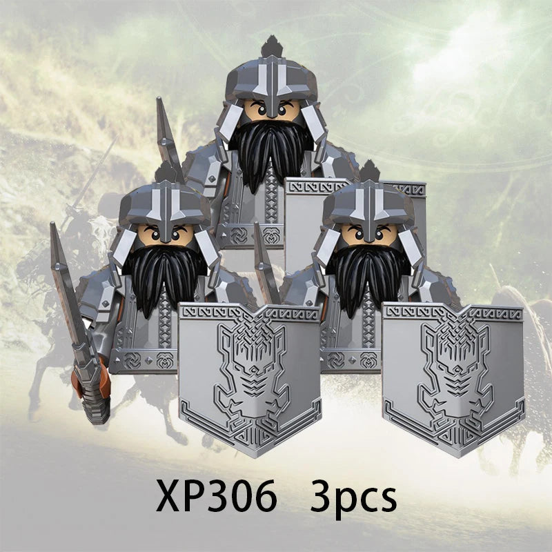 3pcs Lord Rings Elves Orcs Army Dwarf Rohan Mini Action Toy Figures Building Blocks Assembly Toys for Kids Birthday Gift
