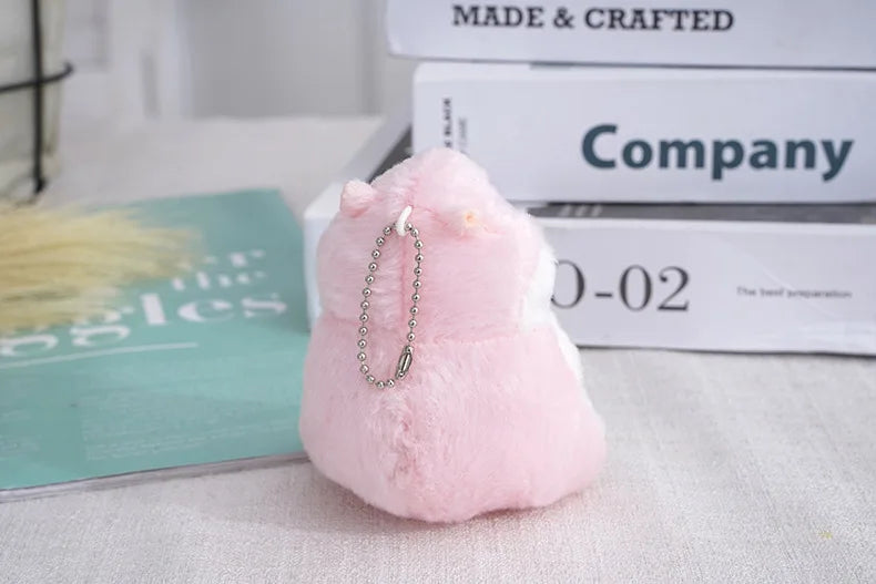 Fluffy Hamster Doll Plush Toys Keychain Pendant Women Girl Faux Fur Pompom Key Ring Trinkets Handbag Backpack School Bag Pendant
