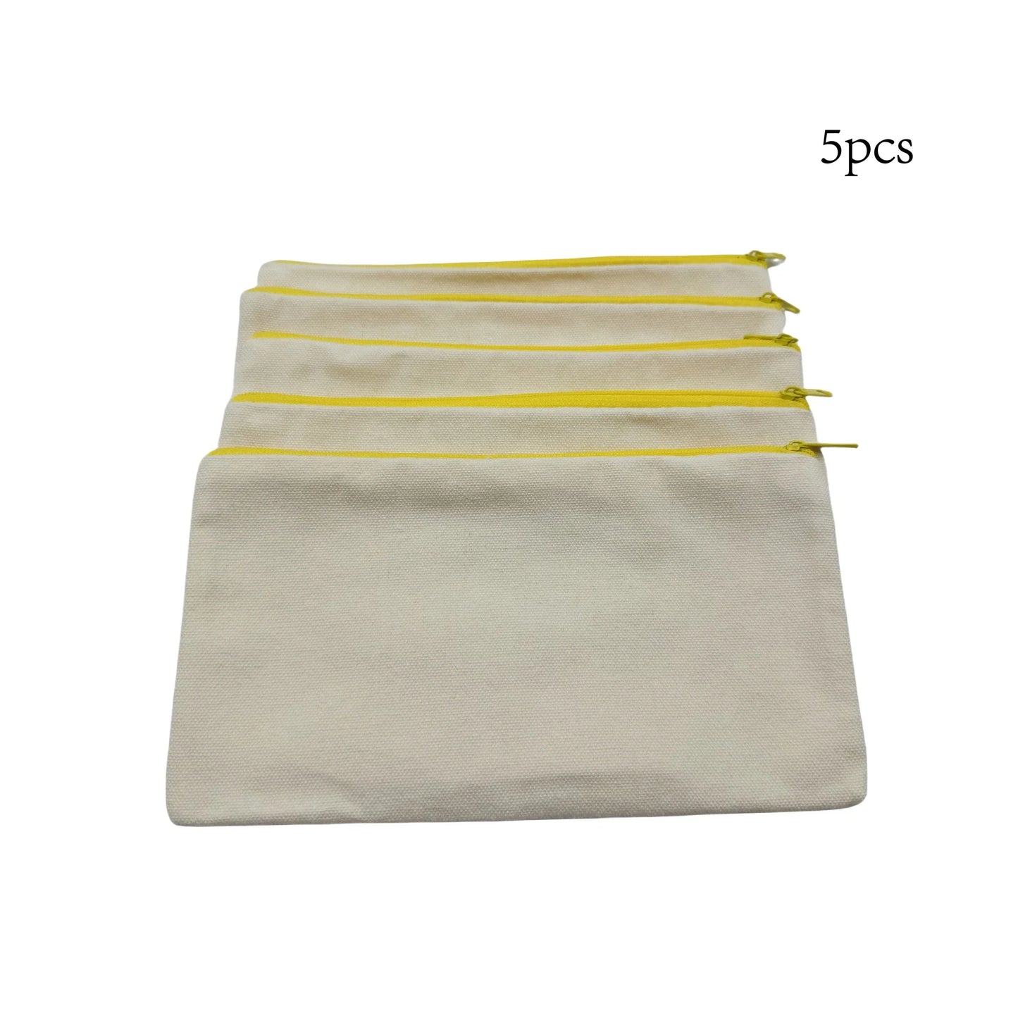 5pcs Blank Canvas Zipper Pouch Bulk, Makeup Bag Pencil Case For Cosmetic & DIY Crafts, Independence Day