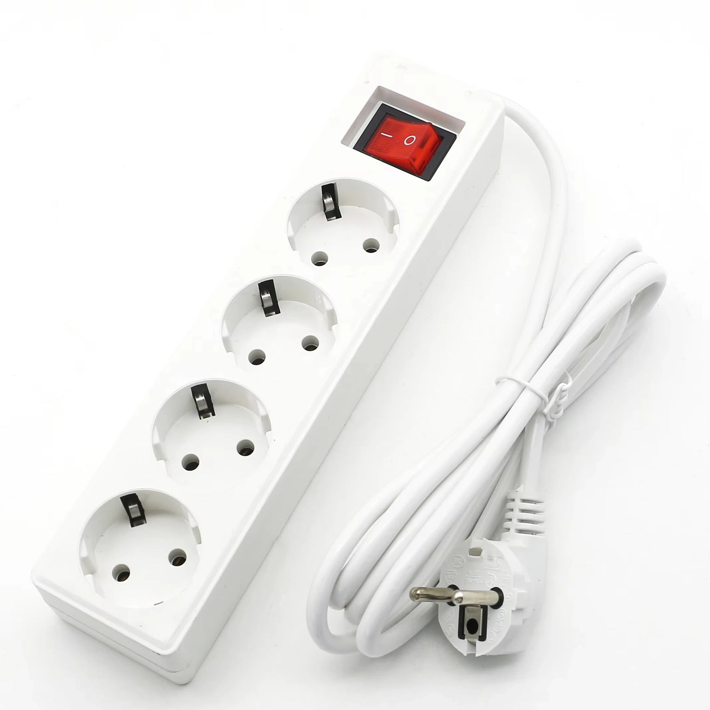 2/3/4 Multiple Sockets EU Plug with ON/OFF Switch 2M Extension Cord European Standard Adapter Expansion Socket Power Converter