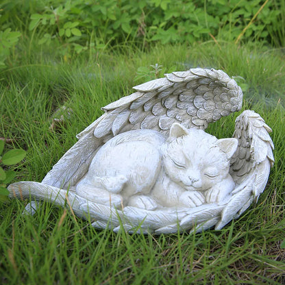 dog/Cat Angel Memorial Statue Commemorates Our Lost Fur Baby,Cat Figurines is Placed in The Outdoor Garden or Tombstone, Resin