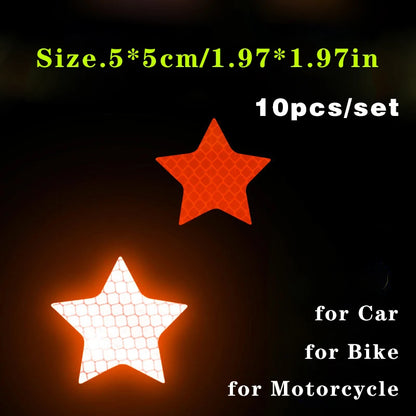 10pcs/set Car Bumper Reflective Safety Strip Stickers Car Star Reflective Sticker Reflective Warning Safety Tape