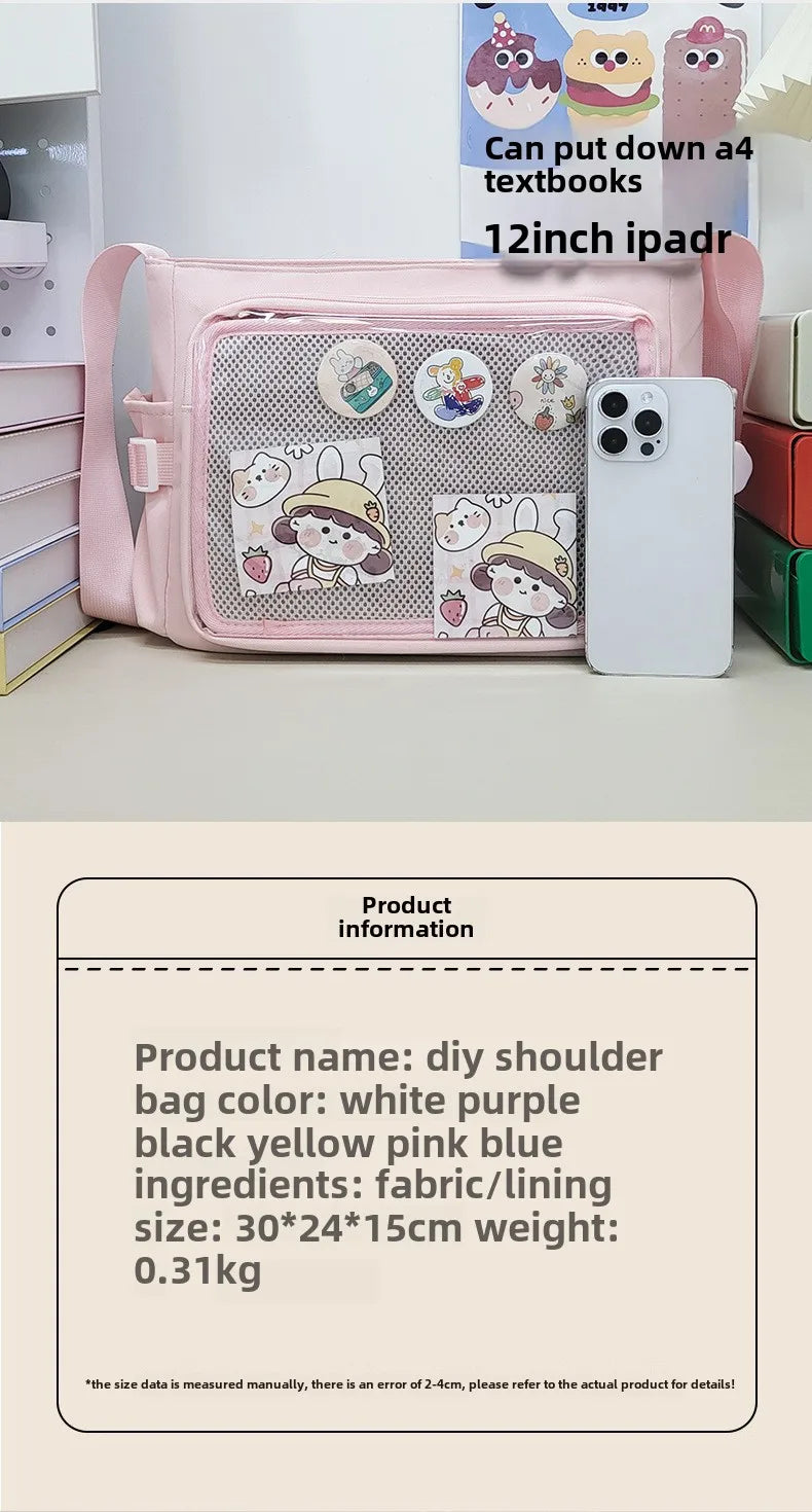 College Style Crossbody Bag with Large Capacity for Class Book Carrying Mailman Bag for Girls Casual Shoulder Crossbody Bag