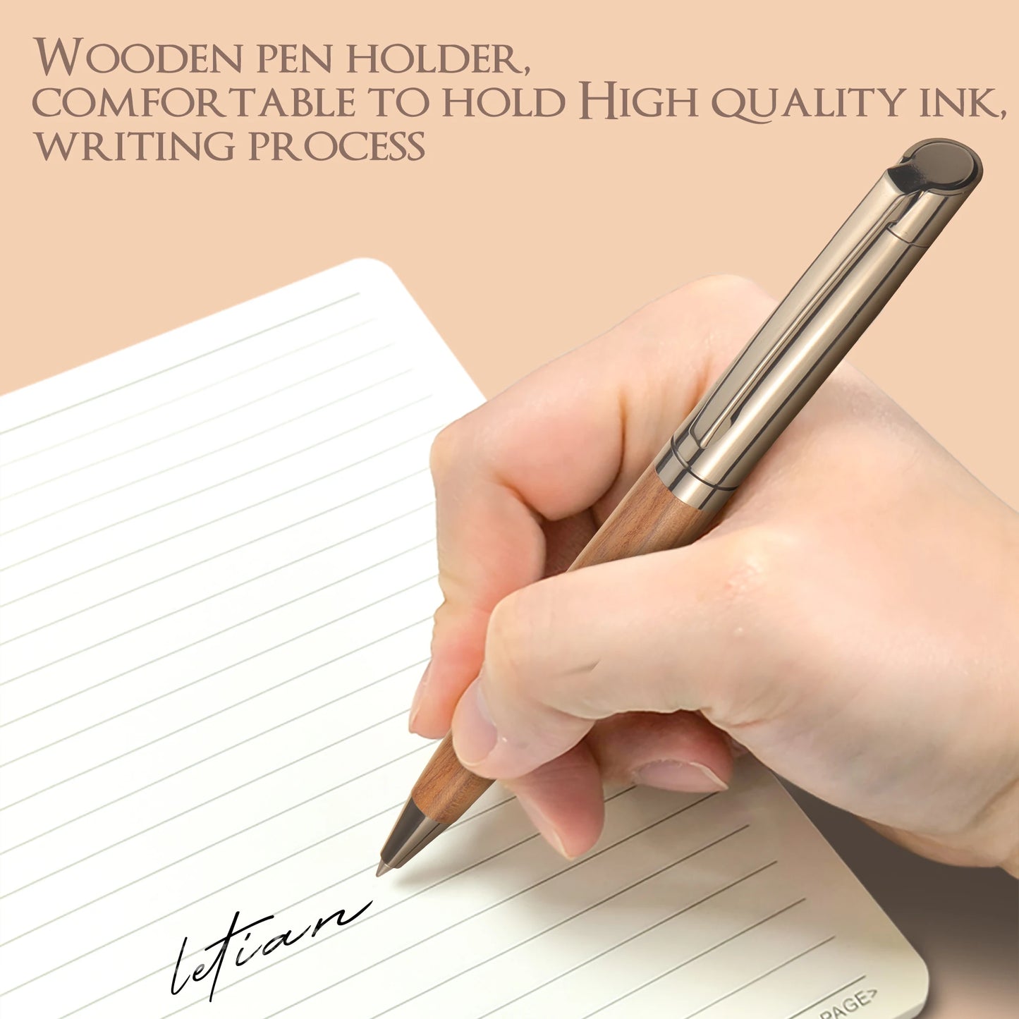 YUN CHUN 1 Set Premium Metal Ballpoint Pen with Wood Barrel for Smooth Writing and High-End Design-Black Ink-Office-With Case