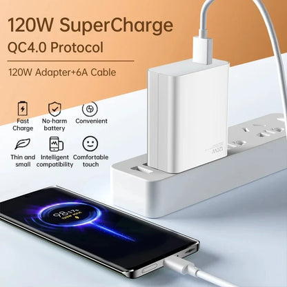 120W Super Fast Charger Turbo Hyper Charge Adapter for Mi 15/14/13/11T Ultra Pro Redmi 12C Note 11-14 POCO F6/F7/X7 Pro