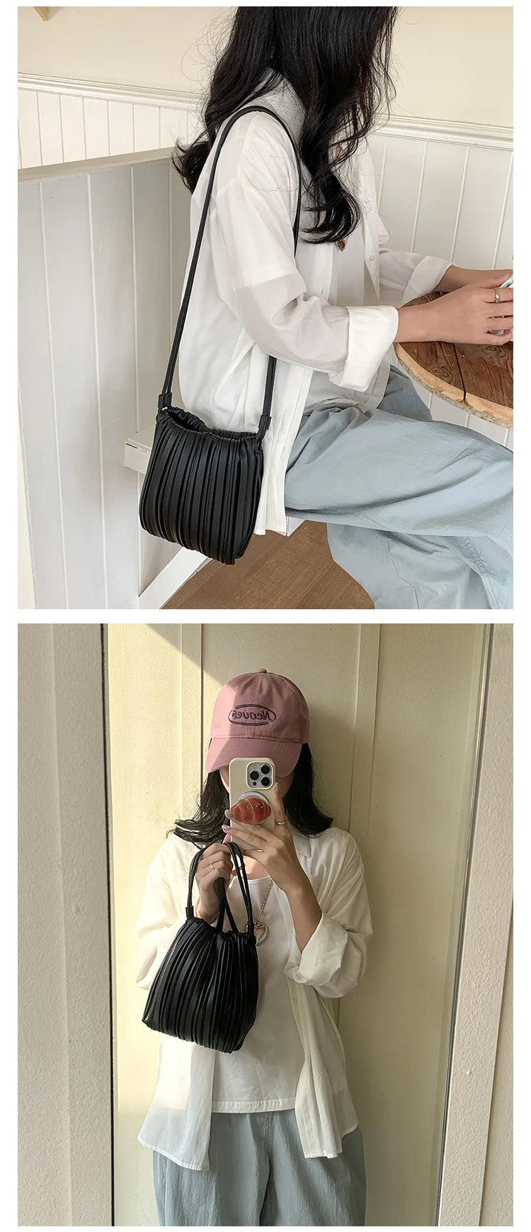 Summer Fashion New Crossbody Bag Women's PU Single Shoulder Mini Bag Luxury Versatile Pleated Casual Small Square Bag