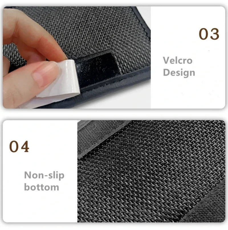 Car Adhesive Organizer PU Leather Storage Bag for Cards Phone Key