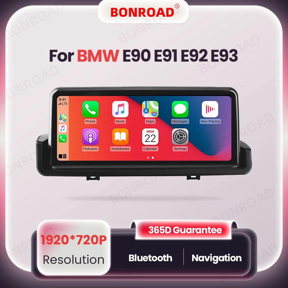 BONROAD Wireless Carplay Android auto Multimedia Player Car Radio For BMW 3 Series E90 E91 E92 E93 Touch Screen With Bluetooth