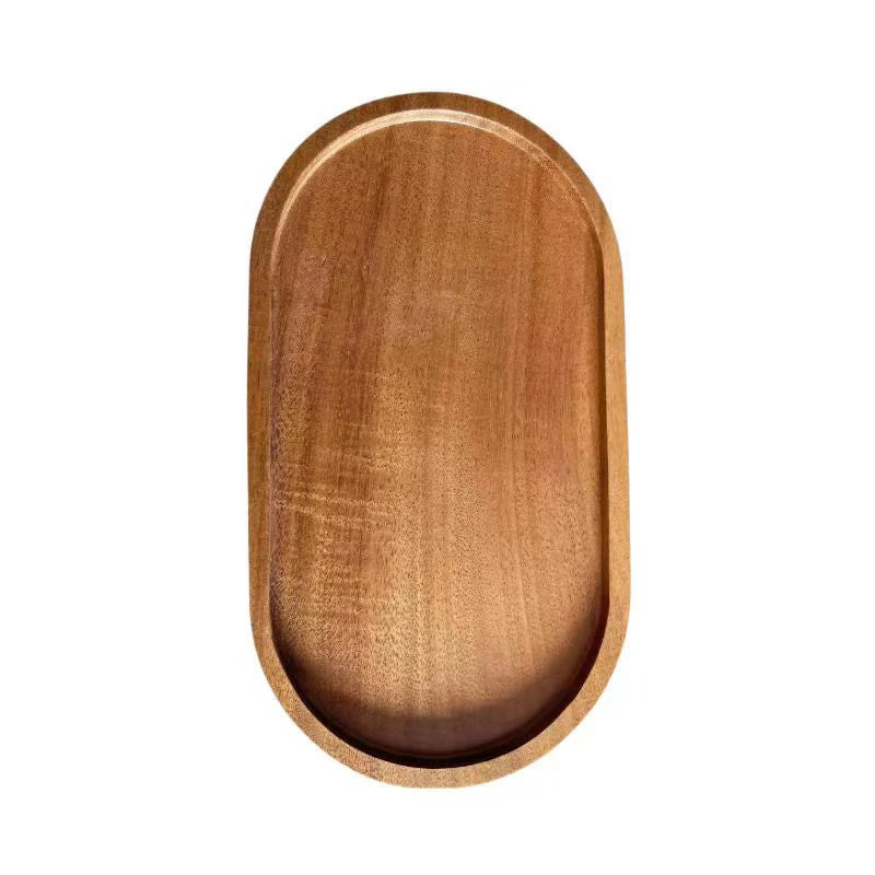 1PC Wooden Serving Trays Oval Wood Tray Platters for Serving Food Dishes Dinner Plates Solid Wood Round Dessert Plate