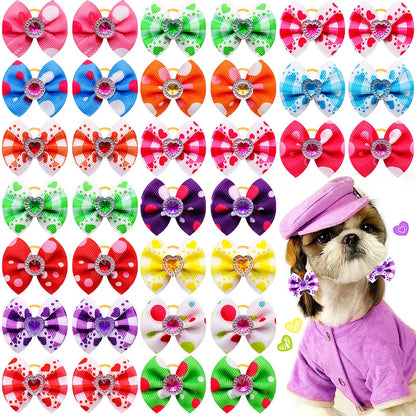10/20/50PCS Dog Bow Puppy Grooming Accessories Decoration Cats Dogs Hair Bow Wholesale Multicolour Bow Rubber Band Pet Supplies