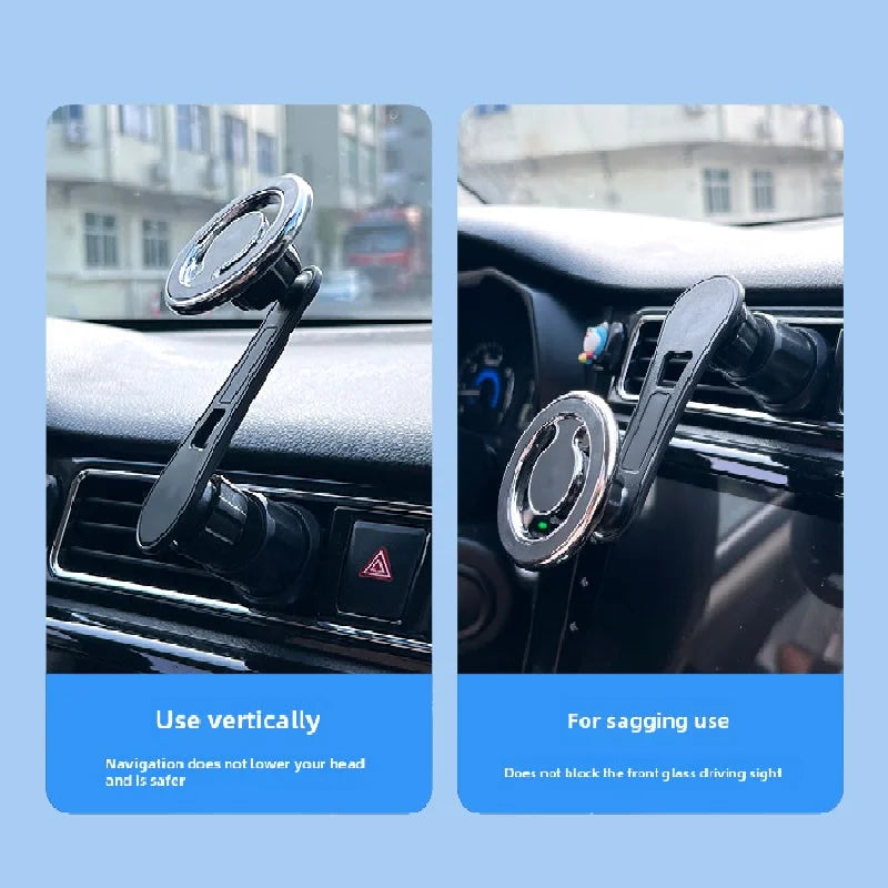 Magnetic Car Phone Holder Stand Universal Mount for iPhone 15/14/13 Samsung Support Bracket GPS Compatible with MacSafe
