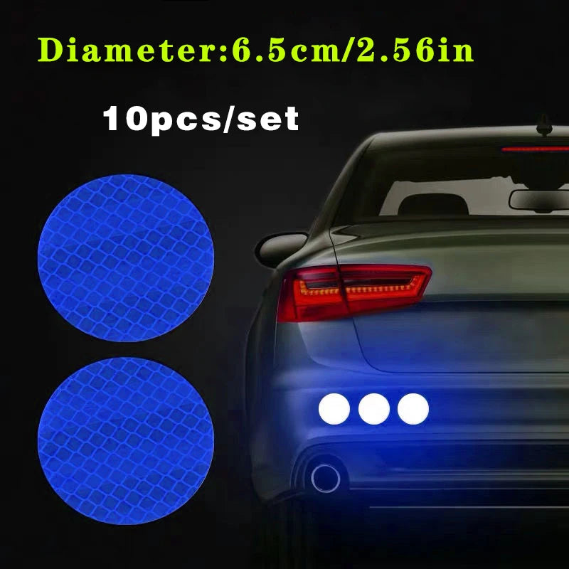 10pcs/set Car Bumper Reflective Safety Strip Stickers Car Circular Reflective Sticker Reflective Warning Safety Tape