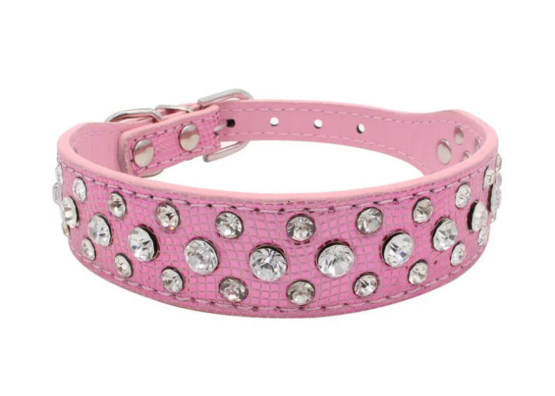 Pet collars for small dogs, pet collars, rhinestone PU collars for cats and dogs, adjustable to prevent pets from being lost
