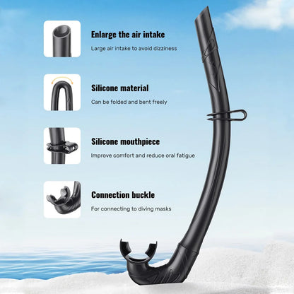 Frameless Diving Mask Wet Snorkel Set Low Internal Volume Pure Soft Silicone Swimming Training Diving Glasses Adjustable