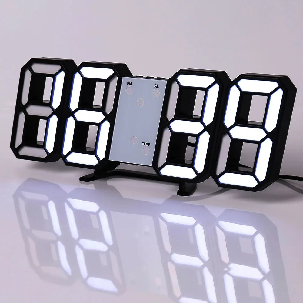 Table 3D LED Digital Alarm Clock Wall Clock Time/Date/Temperature for Home Kitchen Offices Clock Decoration Garden Clocks