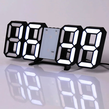 Table 3D LED Digital Alarm Clock Wall Clock Time/Date/Temperature for Home Kitchen Offices Clock Decoration Garden Clocks