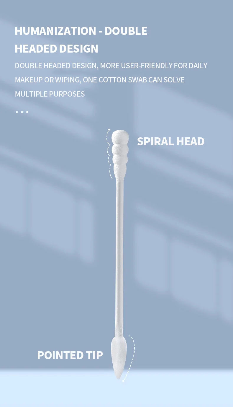 200PCS/box - high-quality double ended cotton swabs - suitable for personal cleaning, gentle makeup removal, makeup swabs, etc