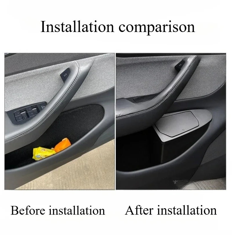 For Tesla Model Y/YL Juniper 2025 Front Door Storage Trash Can Car Door Storage Box Multi Functional Storage Box Car Accessories