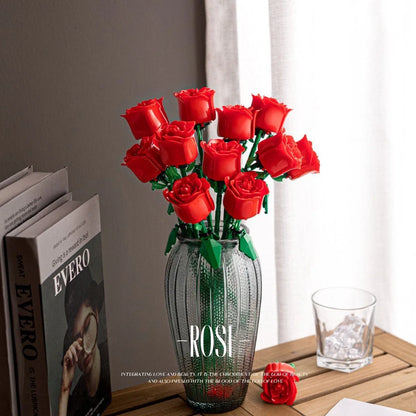 KNEW BUILT 3D Rose Building Blocks Toys-Everlasting Love,Perfect Valentine's Gift ,DIY Flower Home/Desk Decor,Simple Assembly