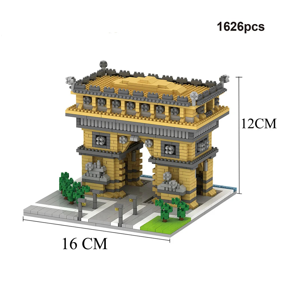 KNEW BUILT Euro Constrution Roma Colosseum Micro Mini Building Blocks for Adult Child Toys Set Arc Triomphe Louvre Big Ben Brick