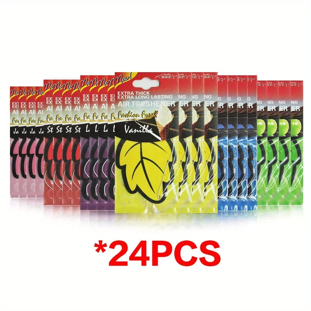 3-60pcs Car Air Freshener Natural Scented Tea Paper Auto Hanging Vanilla Perfume Fragrance Leaf Shape Car Accessories Interior
