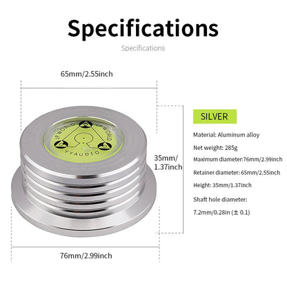 YYAUDIO Universal 50Hz LP Vinyl Record Player Disc Turntable Stabilizer with Level Aluminum Alloy Weight Clamp Music Player