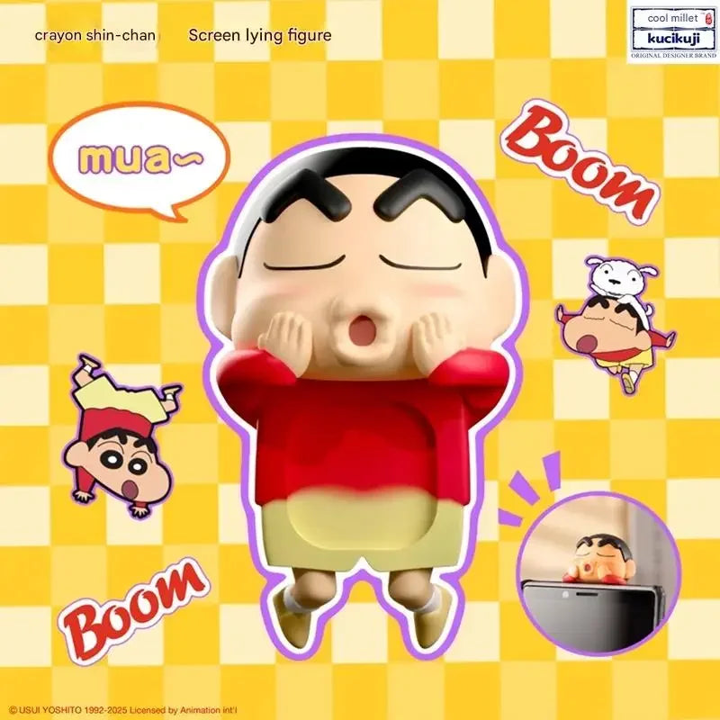 Kucikuji Original Crayon Shin Chan Blind Boxs Toys Kawaii Figures Anime Model Mobile Phone And Computer Screen Car Ornament Toys