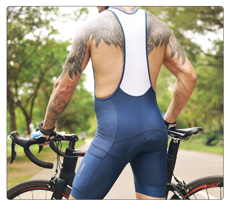 X-TIGER Men's Cycling Shorts Long Distance Riding Bib Shorts Pro Men's Cycling Shorts High Density Foam Cushion 5 CM Leg Gripper